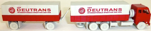 DEUTRANS VEB Spedition DDR F 88 Hängerzug Pritsche Plane H0 1:87 po # LB3 å