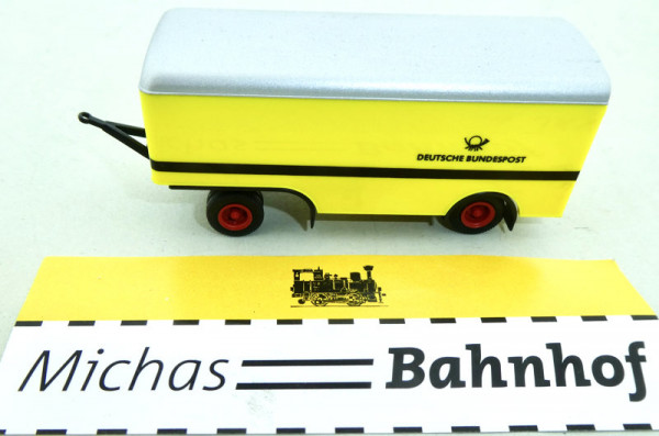 Deutsche Bundespost Anhänger LKW 1960er Jahre gelb Lachs m Deichsel H0 1:87 KB3å