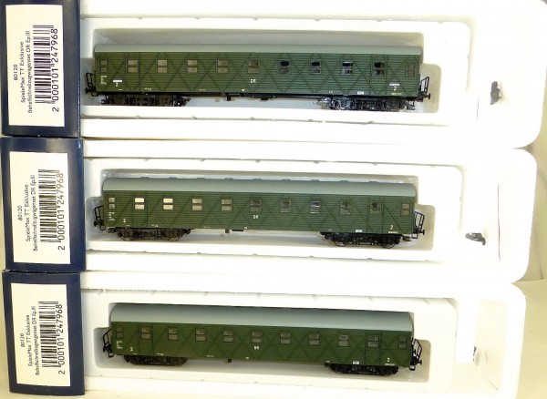 DR Hilfszug Behelfschnellzug Set 3tlg grün Heris 80120 TT 1:120 NEU #LH3å *