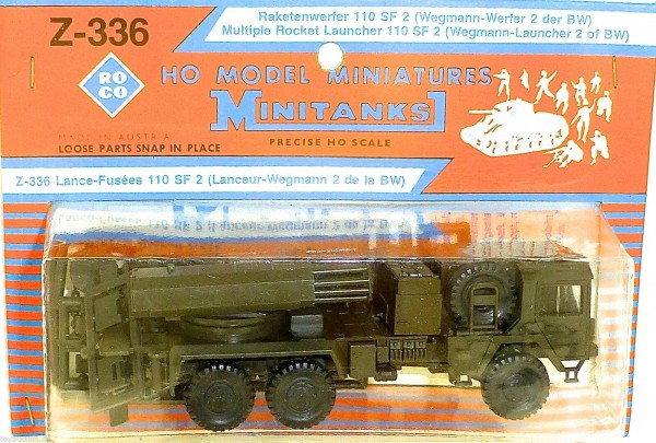 Raketenwerfer 110 SF 2 Wegmann Werfer 2 der BW Roco Z-336 Minitanks H0 OVP å