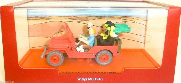 Willys Jeep MB 1943 Au Pays de Lo r Noir TinTin ATLAS 1:43 OVP KE2 µ *