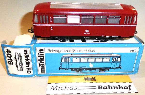 Märklin 4018 DB Schienenbus Beiwagen 995 Innenbeleuchtung Ep4 OVP 1:87 H0 HR2 å