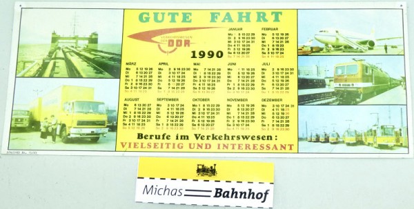 DDR Berufe im Verkehrswesen vielseitig und interessant Kalender 1990 Metall å