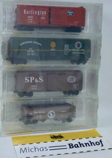 4x Fallen Flags BN Merger CB&amp;Q NP SP&amp;S GN Micro Trains Line 22102 N 1:160 HS4 å