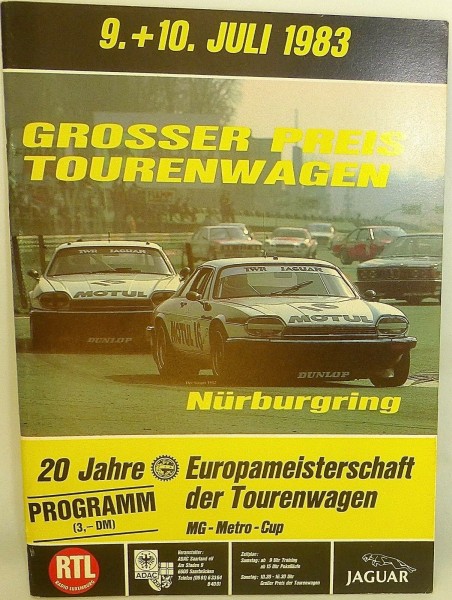 9. + 10. Juli 1983 Grosser Preis Tourenwagen Nürburgring PROGRAMMHEFT å VIII03 *