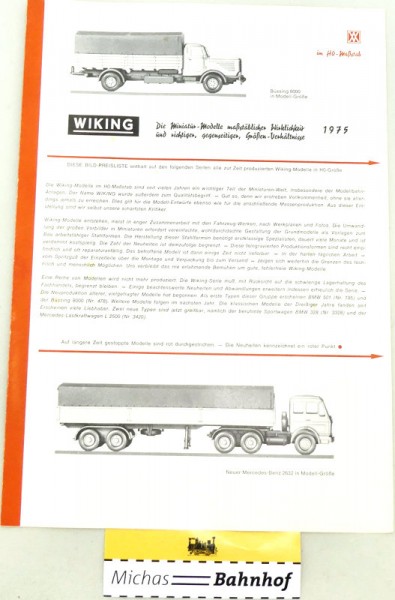 Wiking 1975 Katalog BILD PREISLISTE H0 HE5 å