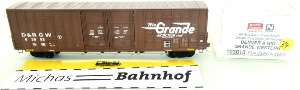 D&amp;RGW 63892 60&#039; Box Car Excess Height Micro Trains Line 103010 N 1:160 Ö34 å