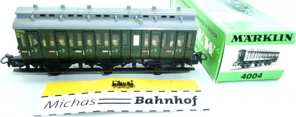 Märklin 4004 Abteilwagen grün Blech Original-Karton H0 1:87 OVP HU3 å