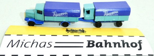 Caloderma LKW mit Hänger um 1930 blau Metall Modell Spur N 1:160 neuwertig å