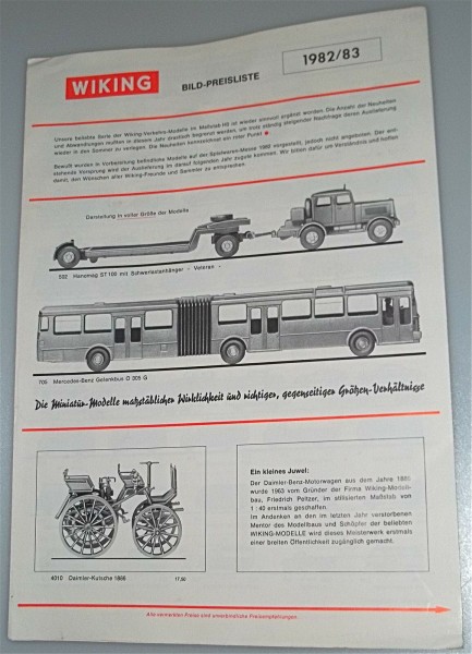 WIKING 1982 83 Katalog Bild Preisliste å *