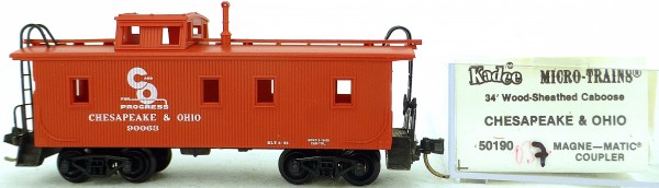 Micro Trains Line 50190 Chesapeake Ohio 90063 34&#039; CABOOSE 1:160 OVP #K037 å