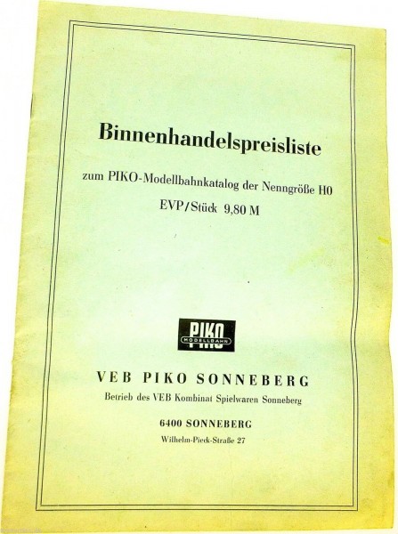 Binnenhandelspreisliste zum Piko H0 Katalog å