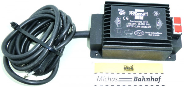 Roco Transformer 10718 Pri 230V AC 50-60Hz Sec 15V AC 2,6A 40VA KA5 å