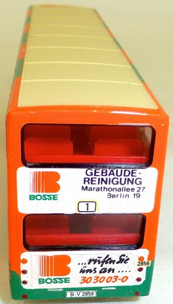 BOSSE Gebäude Reinigung Werbebus MAN SD 200 gesupert aus WIKING Bus 1:87 BBC1 å*