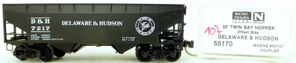 Micro Trains Line 55170 Delaware Hudson 7217 33&#039; Twin Hopper OVP 1:160 #K107 å