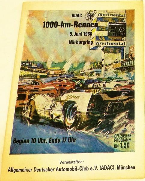 5. Juni 1966 ADAC 1000 km Rennen Nürburgring PROGRAMMHEFT VI08 å *