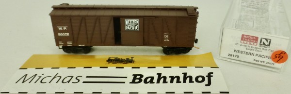 Western Pacific 40&#039; Outside Braced Box Car Micro Trains Line 28170 1:160 P59 å