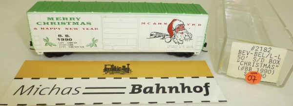 MC&amp;HNYRR ChristmasBB 1990 50&#039; S/D Box Life Like 2182 N 1:160 #=07 å