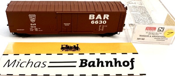 Micro Trains Line 38140 50’ Box Car Plug Door Bangor &amp; Aroostock N 1:160 ¥1 å
