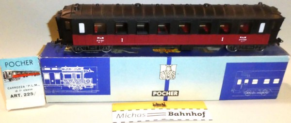 Pocher 225 P.L.M. A8 fyi 5687 Personenwagen 1.Kl. rot schwarz H0 1:87 OVP å