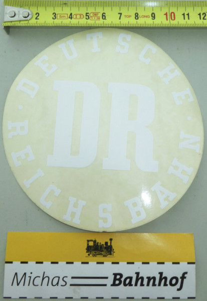 Aufkleber DR Deutsche Reichsbahn weiß klar ca 120mm Ø #H KG4å