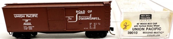 Micro Trains Line 39010 40&#039; Wood Box Car UNION PACIFIC 42233 N 1:160 ¥g å