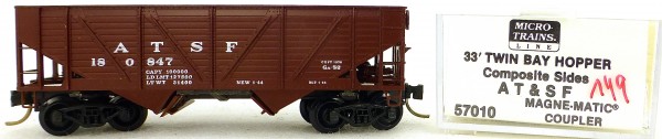 Micro Trains Line 57010 ATSF 180847 33&#039; Twin Bay Hopper 1:160 OVP #i149 å