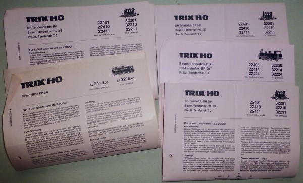 5 x Betriebsanleitung Trix H0 å *
