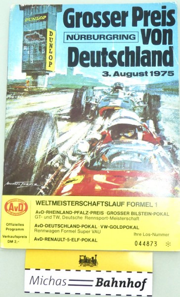 Nürburgring Emerson Fittipaldi Aufkleber Gr. Preis v Deutschland 3.8.1975 X13 å