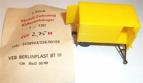 W 50 Kofferanhänger gelb TT 1:120 neuwertig DDR neu aus Lagerfund å