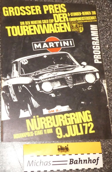 Grosser Preis der Tourenwagen 1972 Nürburgring PROGRAMMHEFT HA2 å