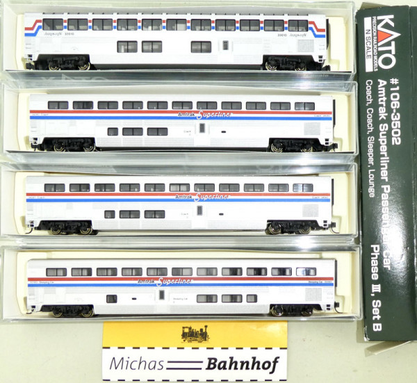 106-3502 Kato Amtrak Superliner Passenger car Phase 3 Set B 1:160 OVP HU2 å