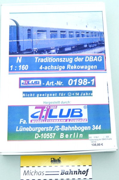 TT-Club 0198-1 Traditionszug Leerkarton 1:160 OVP HR2