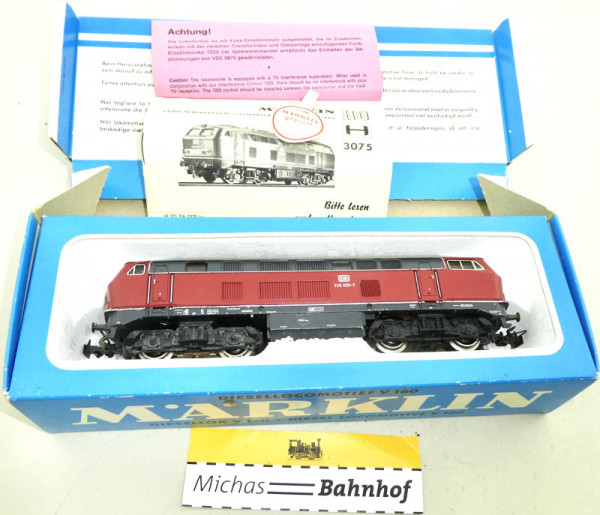 Märklin 3075 V 216 Diesellok DB Schmuckkarton Anleitung Siegel 1:87 OVP HA2 å