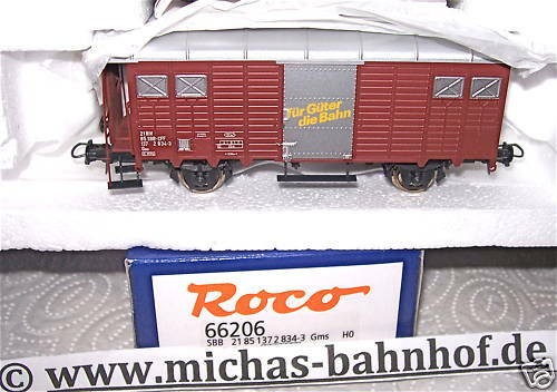 SBB Gms Für Güter Bahn gedeckter Güterwagen Roco 66206 OVP 1:87 HB3 µ