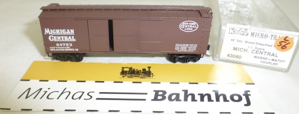 MICRO TRAINS 43060 Michigan Central 64753 40&#039; Sheathed Wood Boxcar 1 1/2 N 1:160 #56L å