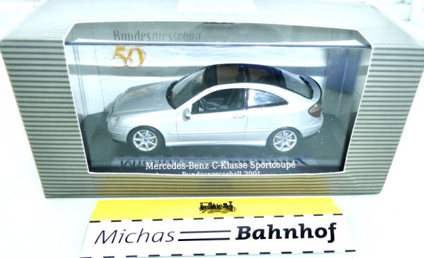 MB C-Klasse Sportcoupé silber Bundespresseball 2001 Minichamps OVP 1:43 HD2 å