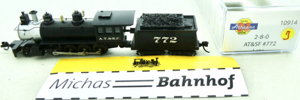 Athearn 10914 2-8-0 AT&amp;SF #772 Dampflok N 1:160 OVP #J KB4 å