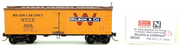 Micro Trains Line 58540 Wilson Co 9259 36&#039; Wood Sheathed Reefer 1:160 OVP #i124 å