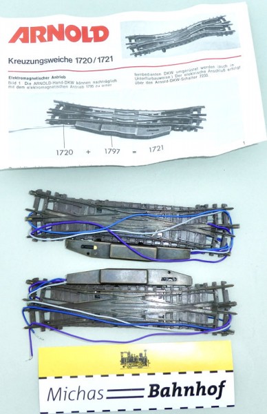 2x Arnold 1721 Kreuzungsweiche elektrisch N 1:160 KA2 å