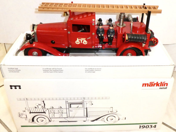 Märklin 19034 Feuerwehr Spritzenwagen Holzleiter Blech OVP KH1 å