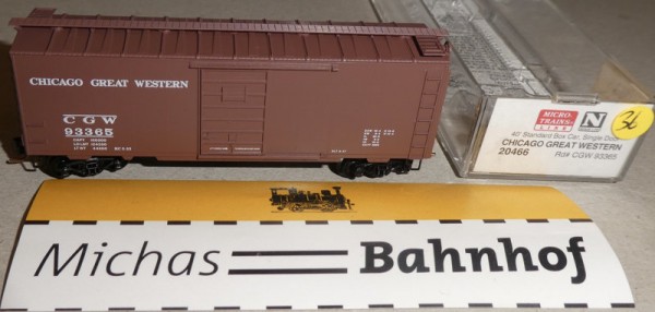 Chicago Reat Western CGW 93365 40´ St Boxcar Micro Trains Line 20466 N 1:160 Ä36 å