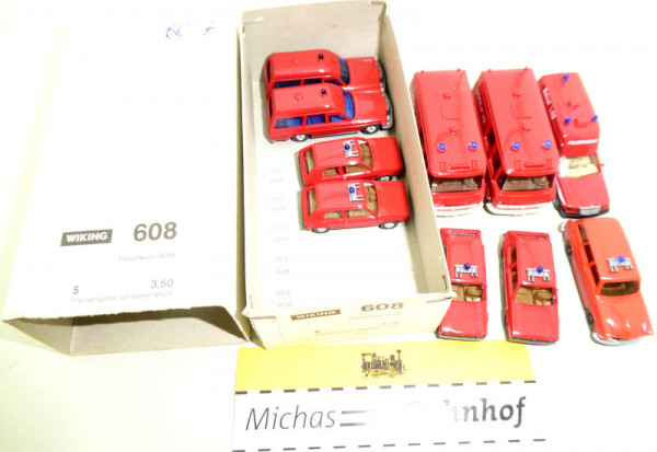 Wiking 608 Händlerkarton Feuerwehr Inhalt 10 Stück diverse H0 1:87 KA2 å