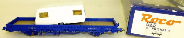 Roco 66692 NS Rungenwagen Railpro mit Wohnwagen EpV H0 1:87 OVP #LG5µ*