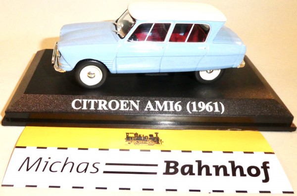 Citroen AMI6 (1961) hellblau mit weißem Dach PKW 1:43 OVP HT2 å