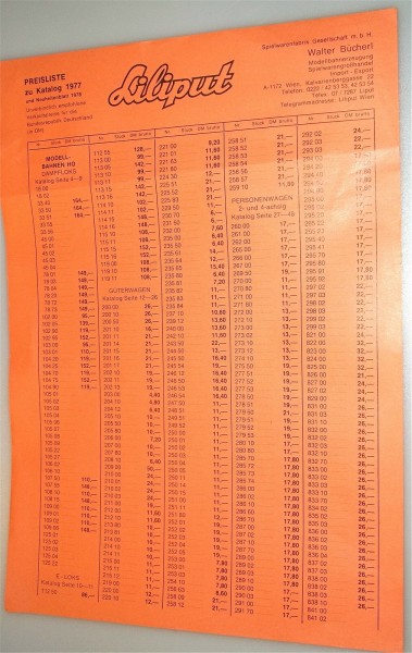 Liliput Preisliste 1977