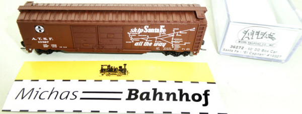 Atlas 36272 50&#039; DD Box Car Santa Fe El Capitan #10327 N 1:160 OVP #i HC6 å