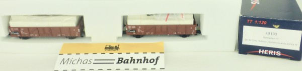2 x Güterwg beladen DR EpIV Teilmod Linz Stahlbord Heris 80103 TT 1:120 NEU LH2 å