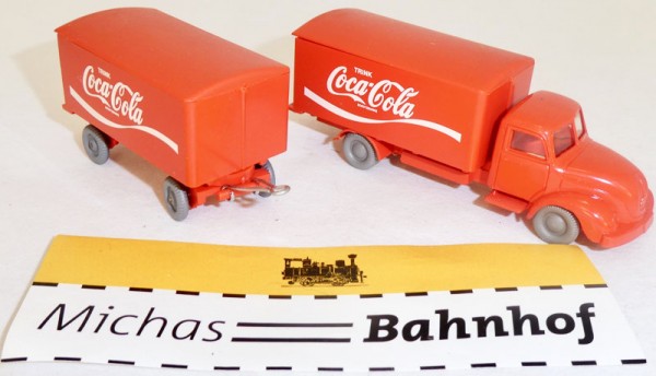 Coca Cola Magirus gelborange Hängerzug LKW IMU Replika Serie 1:87 H0 #23 å