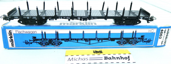 Märklin 4663 Flachwagen Rs 4achs DB Metall Guss Metall H0 OVP Karton HU5 å